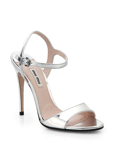 miu miu whit and metallic sandals|women's miu mi u sandals.